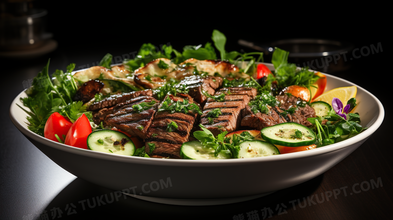 牛肉蔬菜沙拉减脂轻食健康饮食素食摄影图