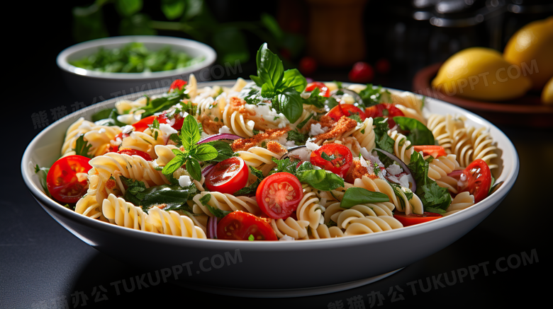 意面蔬菜沙拉减脂轻食健康饮食素食摄影图