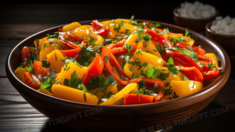 蔬菜沙拉彩椒减脂轻食健康饮食素食摄影图