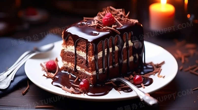巧克力生日蛋糕美食摄影图