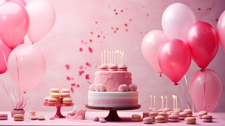粉色生日蛋糕过生日生日派对摄影图