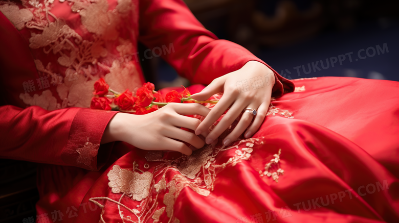 中式婚礼服装摄影图