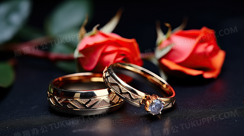 婚礼戒指情人节礼物摄影图