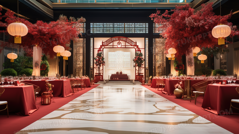 中式婚礼现场布置摄影图