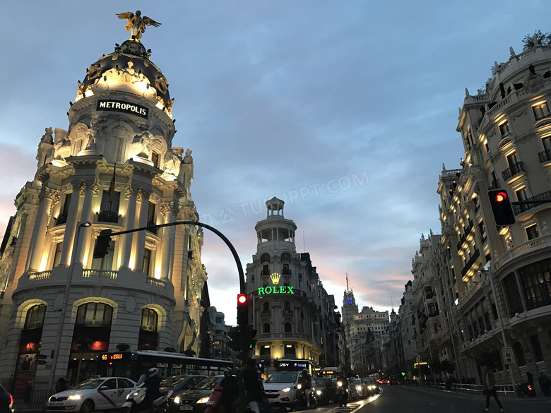 马德里灯光夜景图片