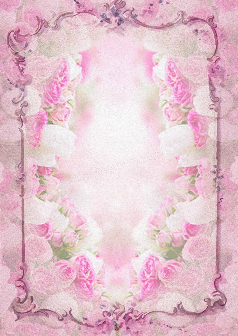 粉色玫瑰背景花框图片