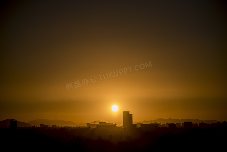 城市日落景观图片