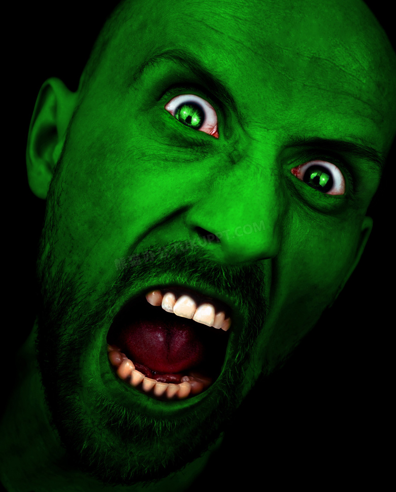 另类恐怖绿色鬼脸图片