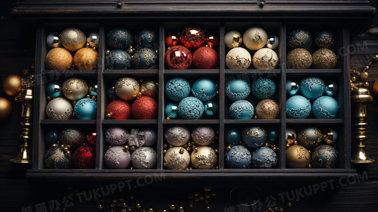 圣诞节彩色的圣诞装饰球图片