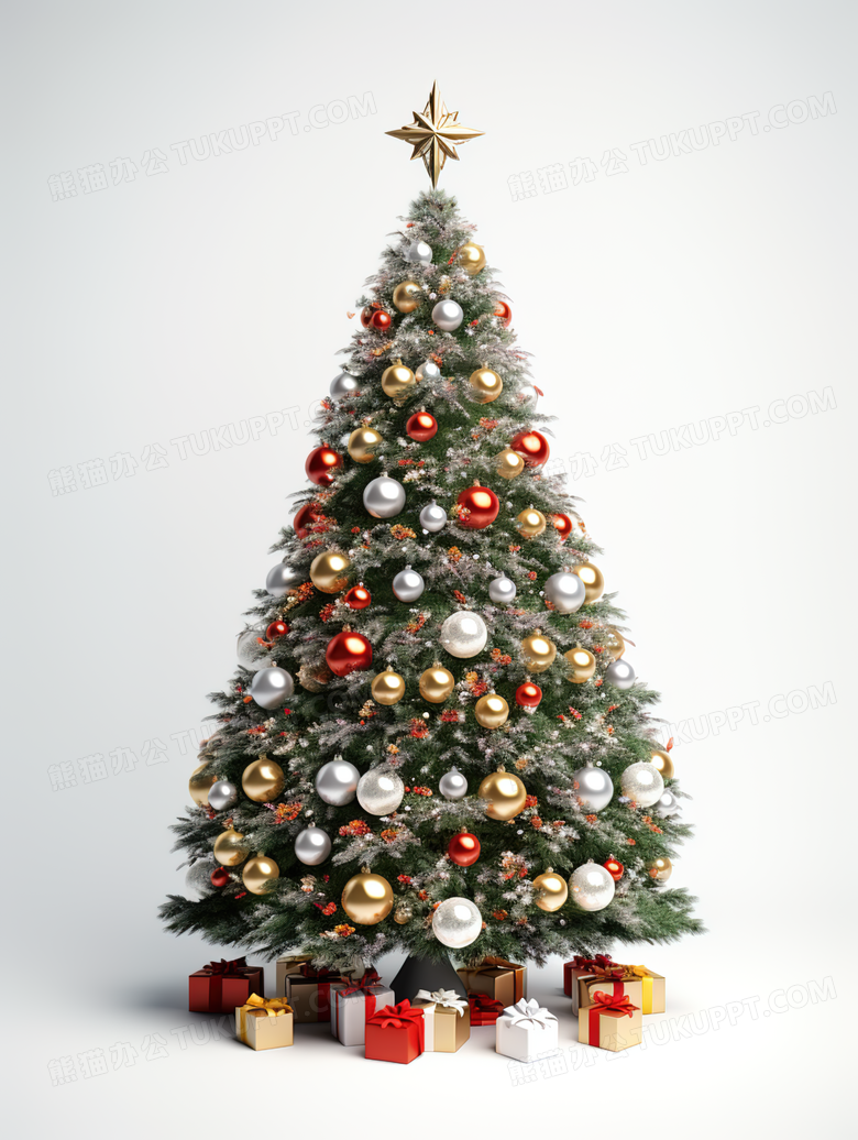 挂满装饰物的圣诞树图片