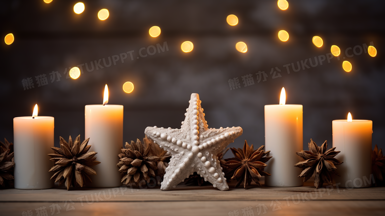 圣诞蜡烛松果星星装饰图片