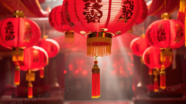 红色中国风灯笼图片