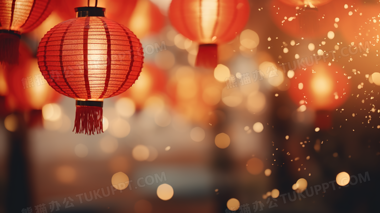 背景模糊的春节庆典红灯笼图片