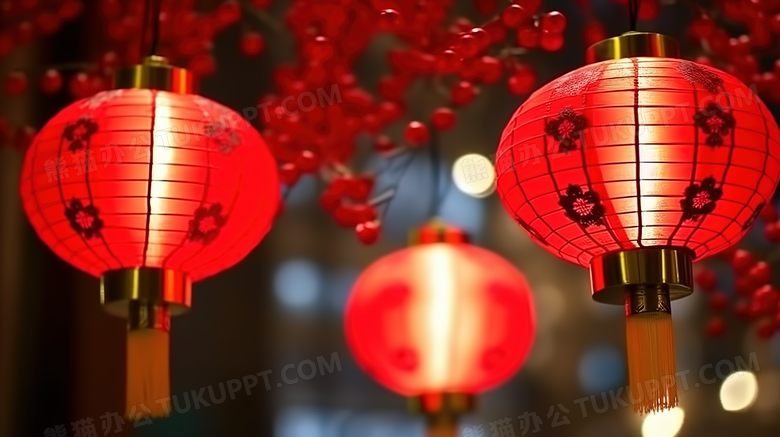 红色的中式花灯灯笼图片