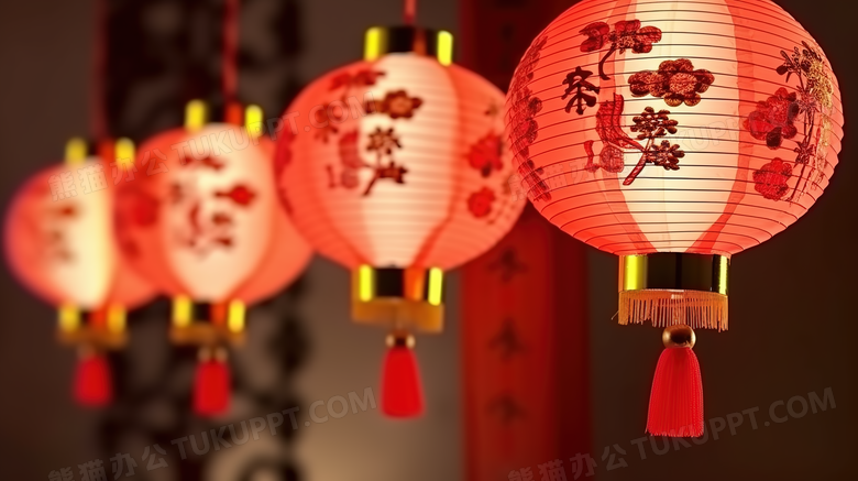 红色的中式花灯灯笼图片