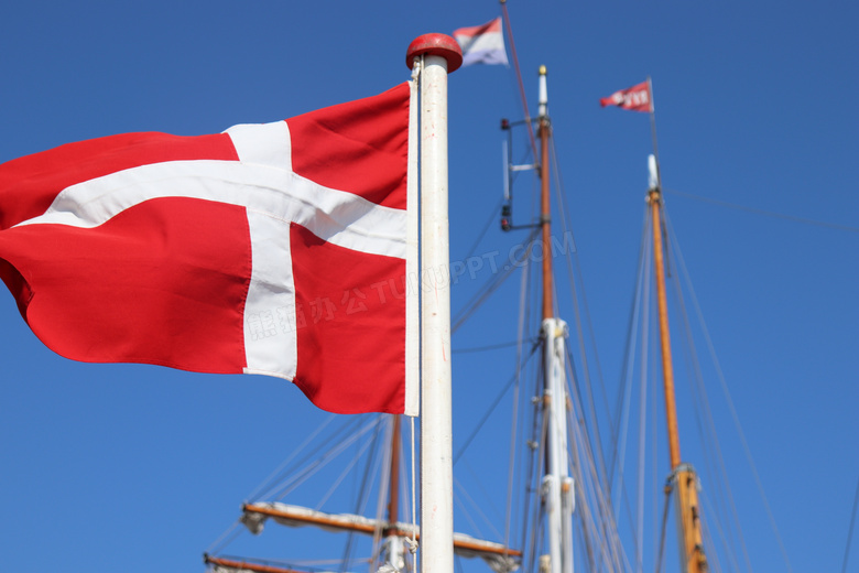 丹麦国旗飘扬图片