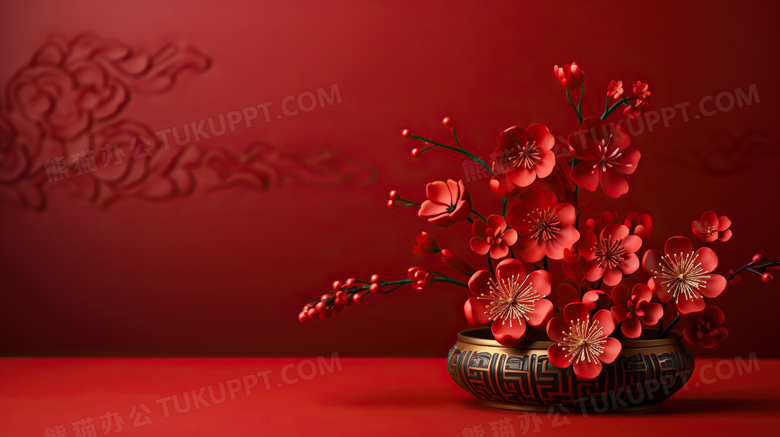 新年喜庆花卉花盆图片