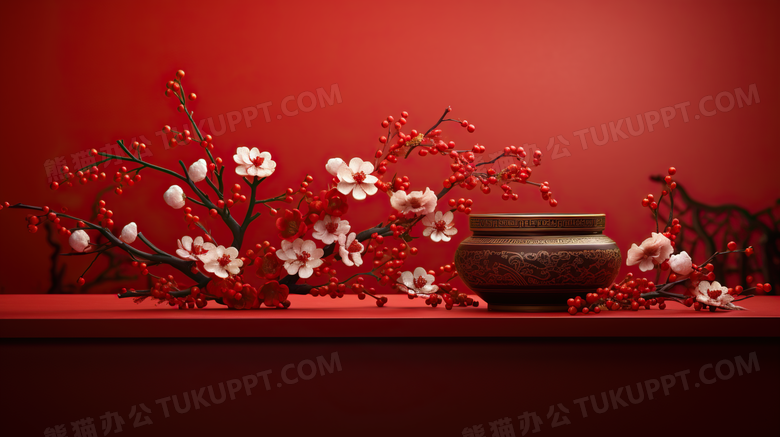 新年喜庆花卉花盆图片