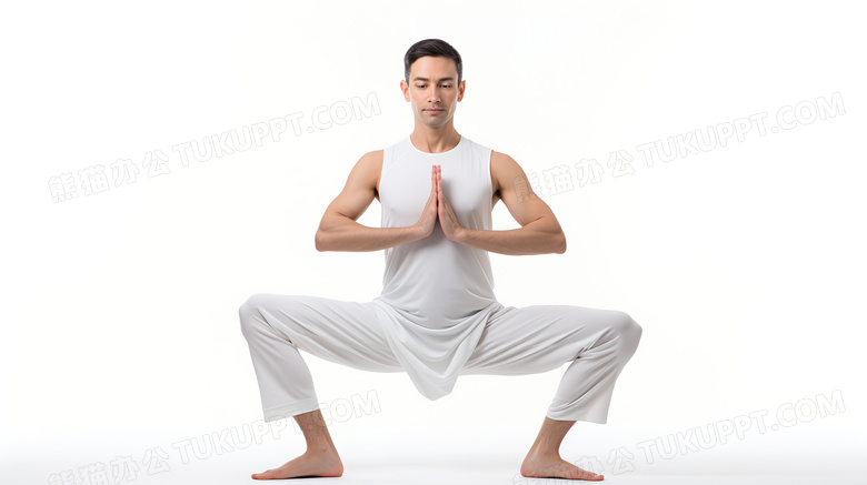 瑜伽老师做出舒展的瑜伽动作进行锻炼
