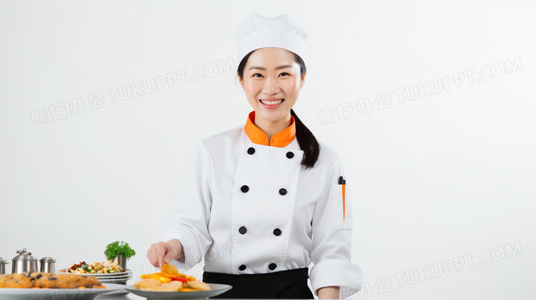自信微笑的女厨师