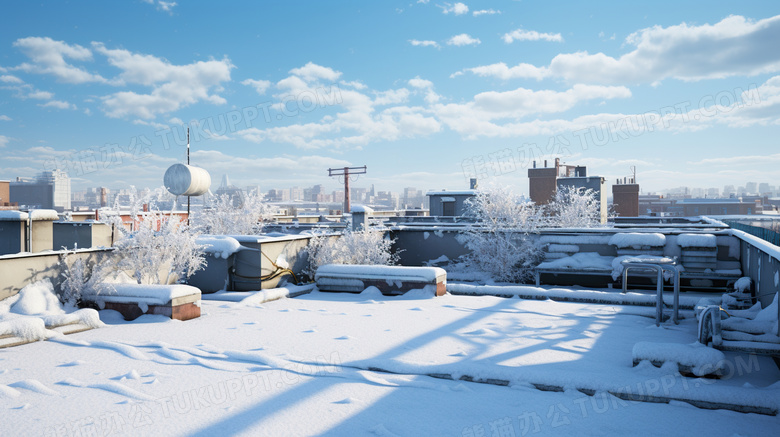 冬天城市天台雪景图片