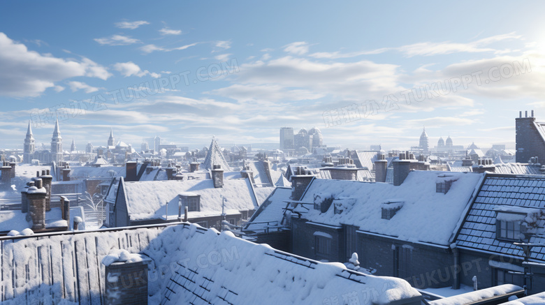 冬天城市屋顶雪景图片