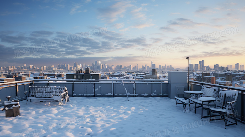冬天城市天台雪景图片