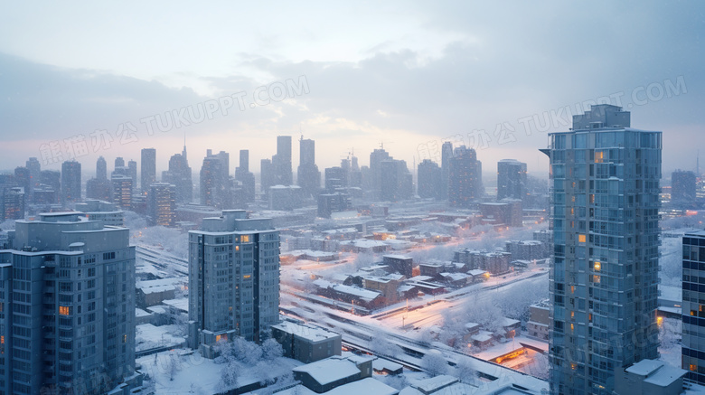 冬天城市雪景建筑图片