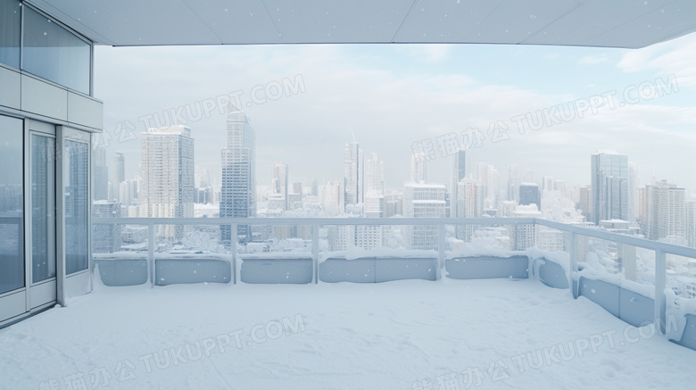 冬天城市阳台雪景图片