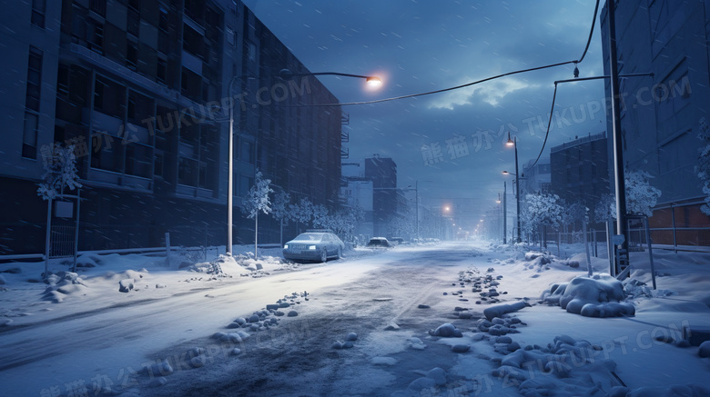 冬天城市马路雪景图片