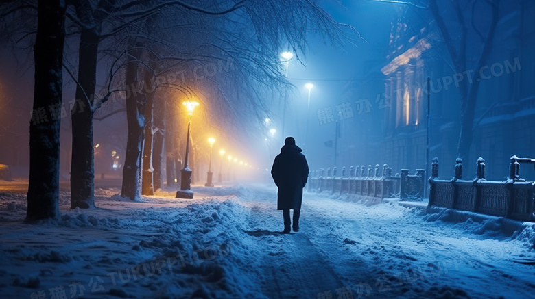 冬季城市道路夜景图片