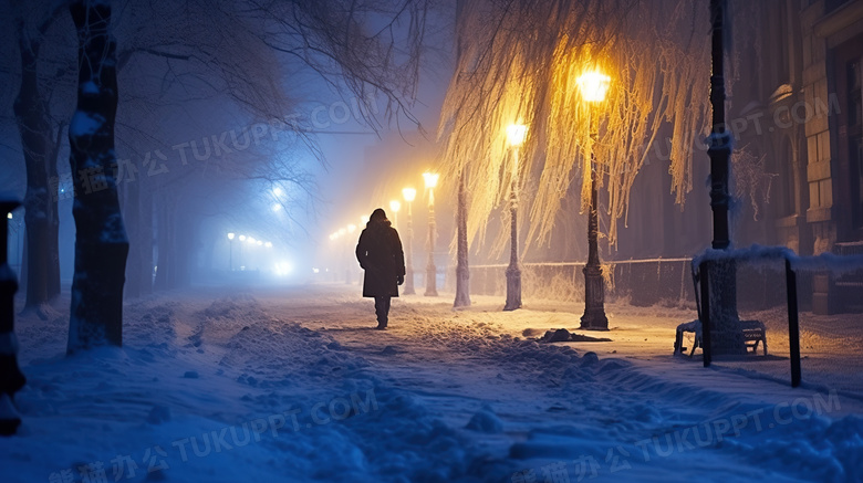 冬季城市道路夜景图片