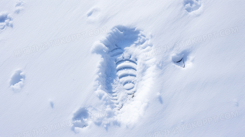 冬天雪地脚印图片