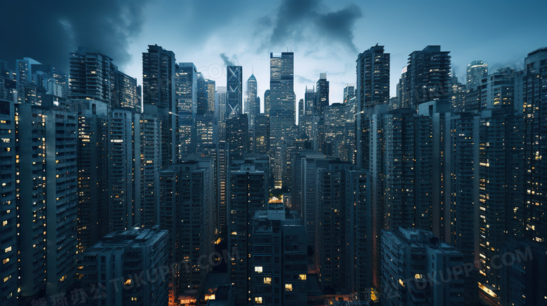 城市高楼夜景图片