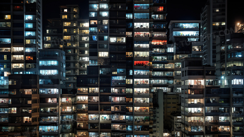 城市高楼夜景图片