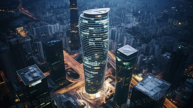 城市高楼光影图片