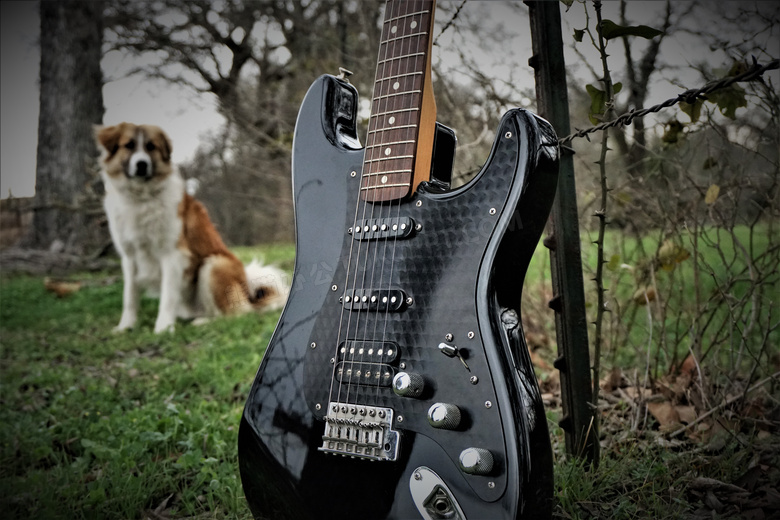 黑色复古电吉他图片