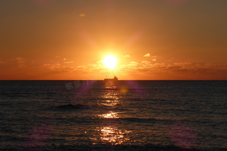 海面日落景观图片