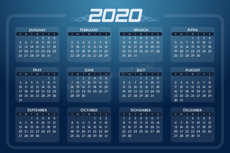 2020全年日历表图片
