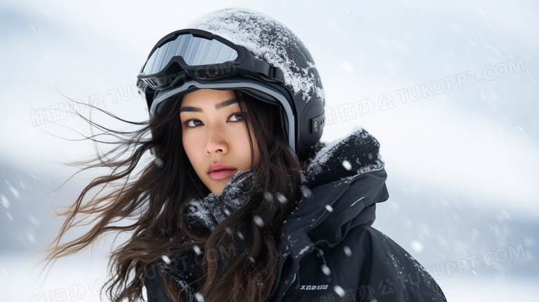 穿着滑雪服的美女模特图片