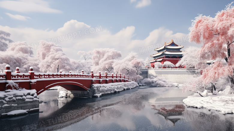 冬天北京故宫博物院雪景概念图片