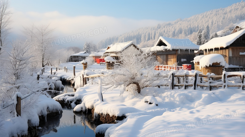 东北雪乡唯美村庄冬季旅行图片