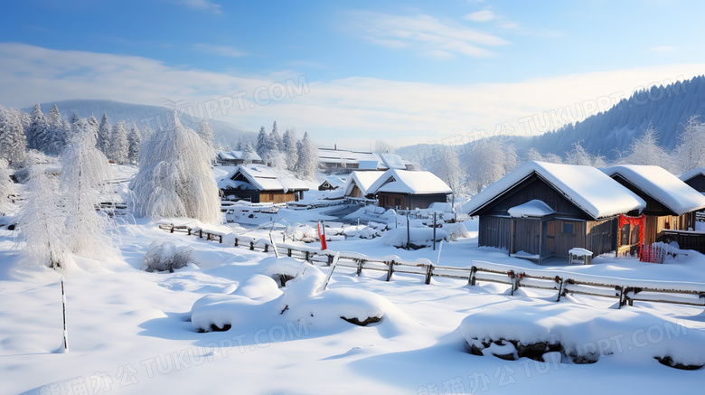 东北雪乡唯美村庄冬季旅行图片