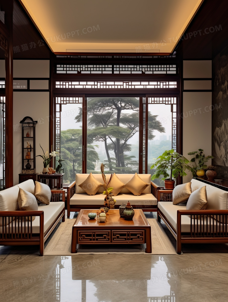 新中式家装客厅布置图片