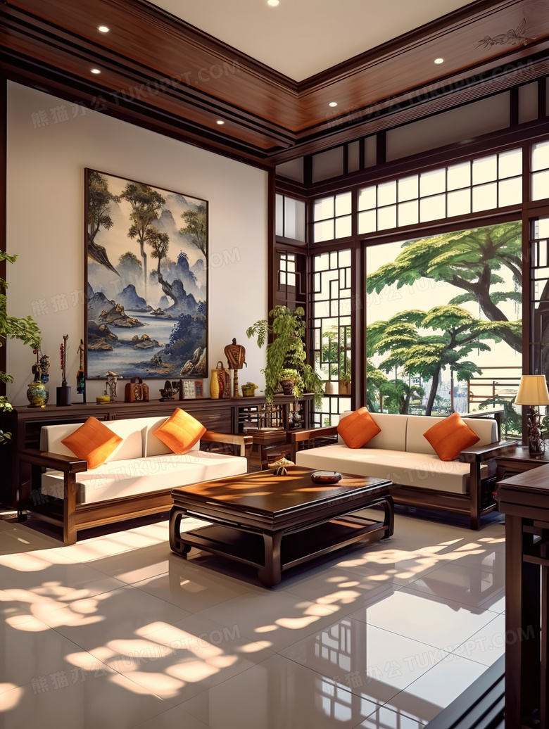新中式家装客厅布置图片