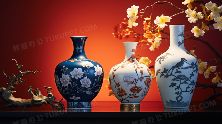 古典雅致中国风青花瓷花瓶图片