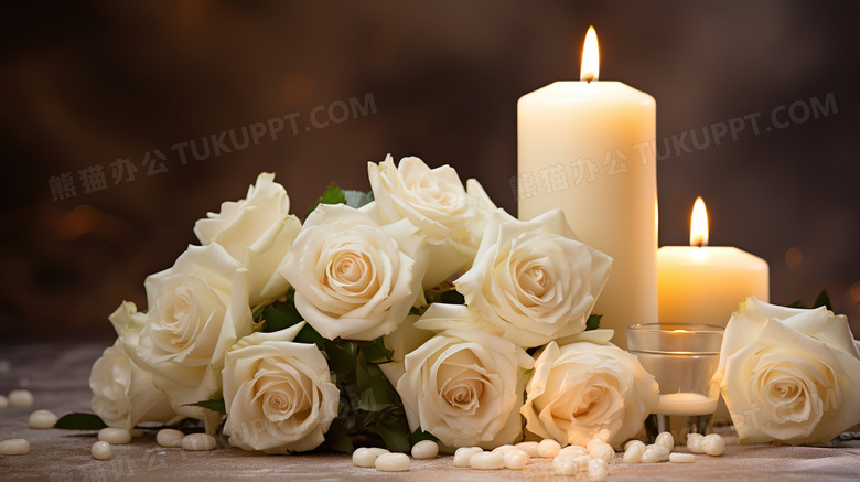 白色玫瑰花香薰蜡烛图片