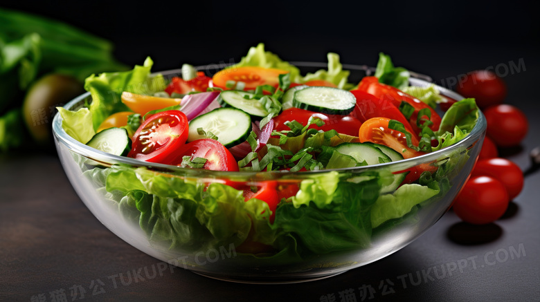 透明玻璃盘子蔬菜沙拉图片