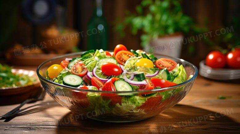 透明玻璃盘子蔬菜沙拉图片