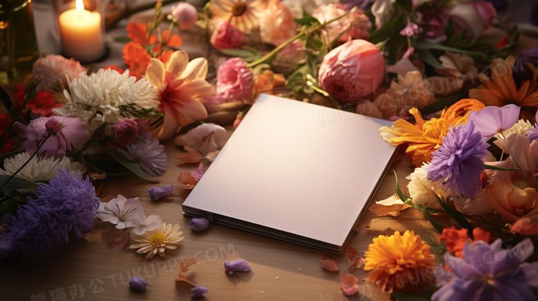 春季花朵桌面白色笔记本图片